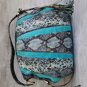 Aimee Kestenberg Tuscany Hobo Purse Shoulder Bag Suede Animal Print Leather